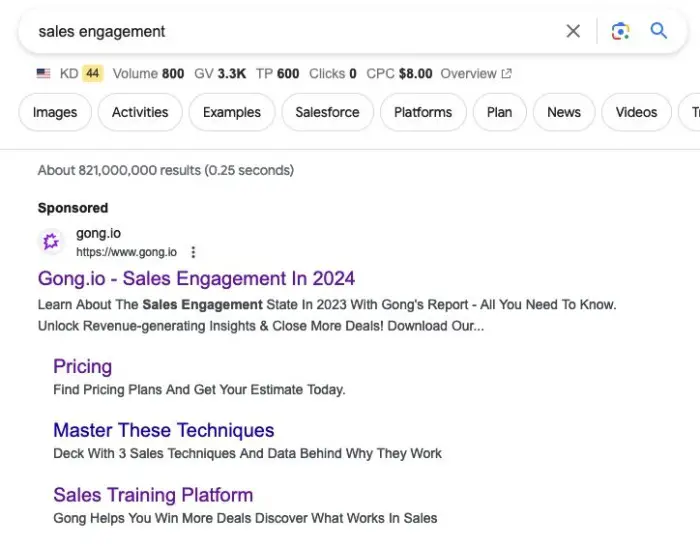 Rezultate Google pentru „sales engagement”.