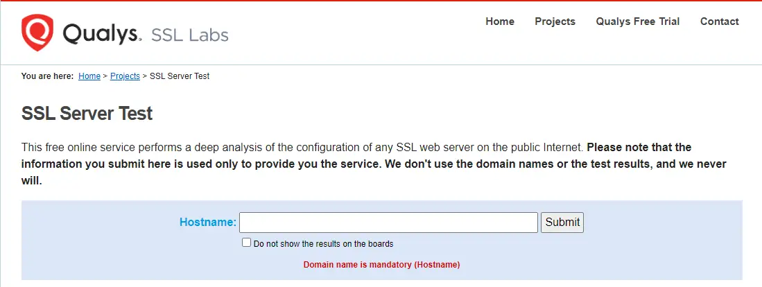 SSL 伺服器測試。