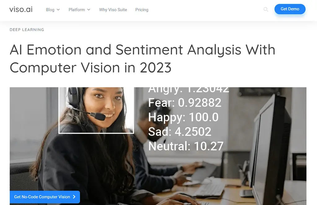 Viso.ai هي أداة مفيدة لخدمة العملاء مدعومة بالذكاء الاصطناعي يمكنها مساعدتك في قياس شعور عملائك.