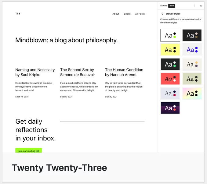 Das Twenty Twenty-Three-Theme auf WordPress.