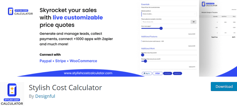 Plug-in WordPress elegante para calculadora de custos