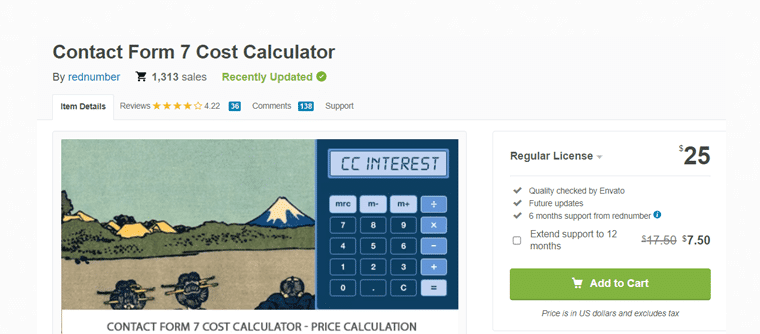 Contacter le plugin WordPress du calculateur de coûts Form7