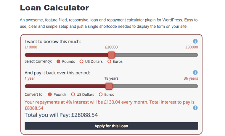 Calculateur de remboursement de prêt et formulaire de demande