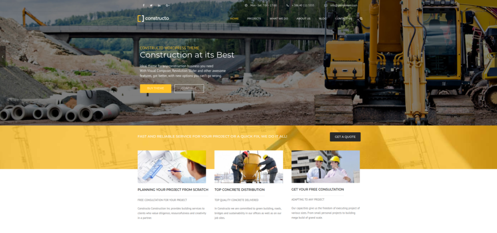 Constructo WordPress Teme pentru companii de construcții