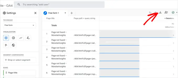 404 error pages in Google Analytics 4