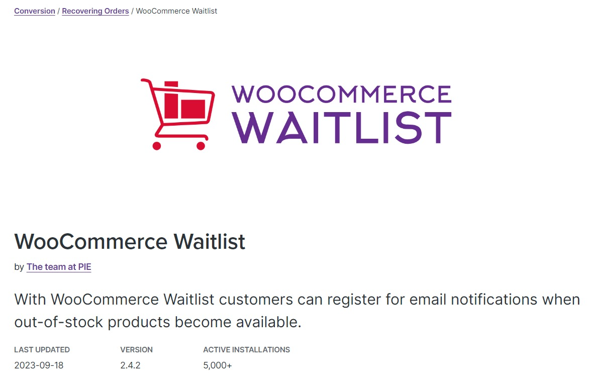 รายการรอ WooCommerce