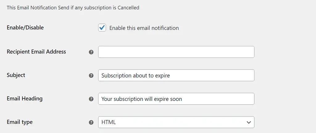 Configuration d'une notification concernant un abonnement sur le point d'expirer.