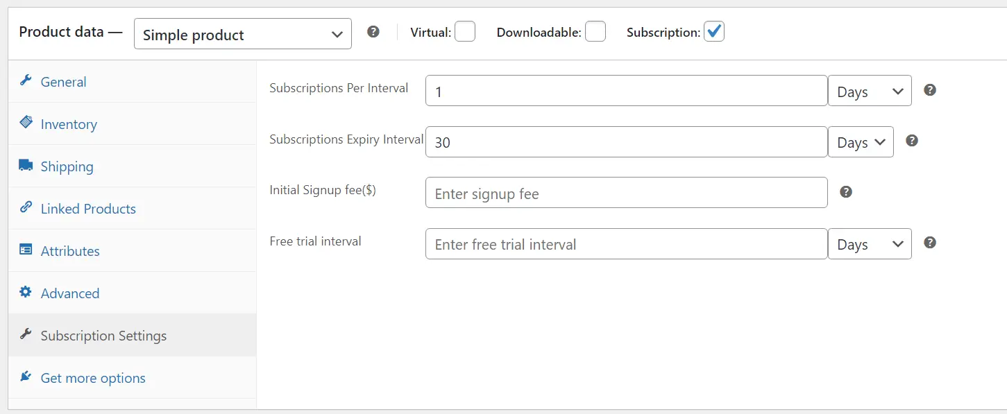 Configurar los ajustes de las suscripciones.