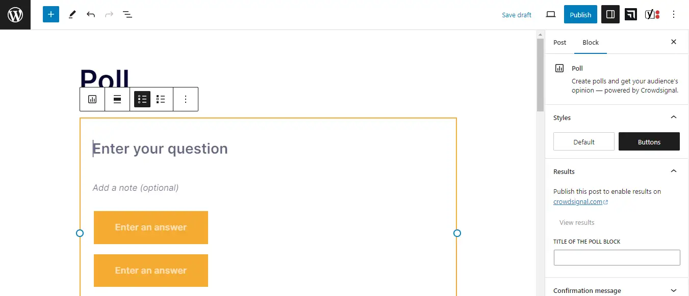 Creando una encuesta con Crowdsignal.