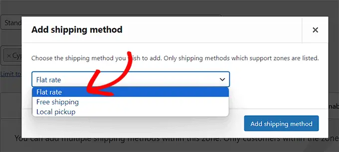 Choose a shipping method