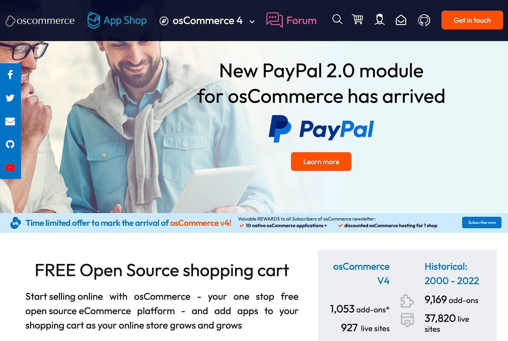 osCommerce 首頁。