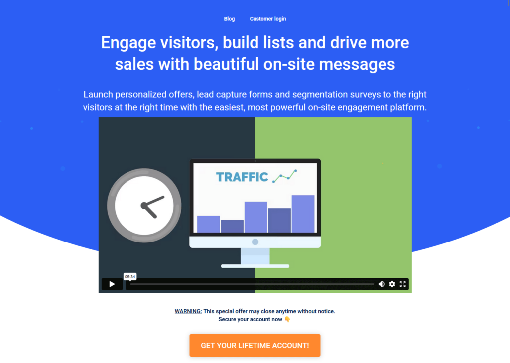 美しいオンサイトメッセージで訪問者を魅了し、リストを作成し、売上を促進します。