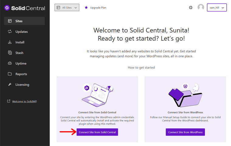 Solid Central を Web サイトに接続する