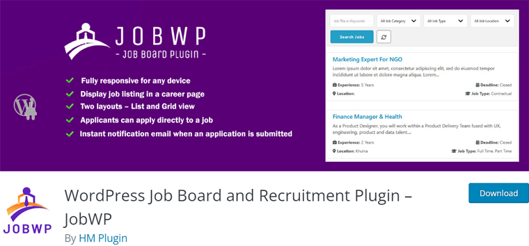 JobWP WordPress プラグイン