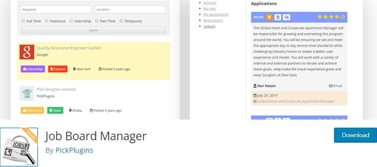 Job Board Manager WordPress プラグイン