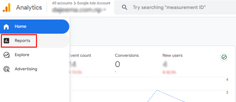 خيار تقرير Google Analytics