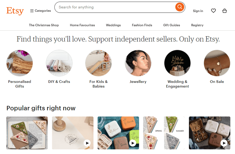 مثال على موقع Etsy CRO لأفضل الممارسات