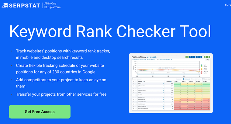 Serpstat – 最高の SEO ランク追跡ソフトウェア