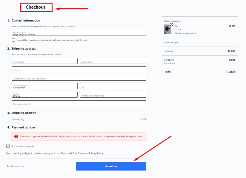 Redirecionar página de checkout com visualização final do plug-in