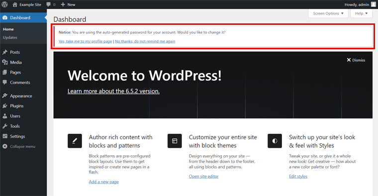 WordPress ダッシュボード