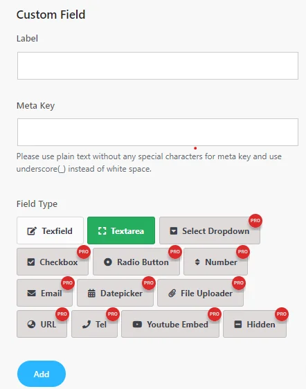 Configuración de campo personalizado