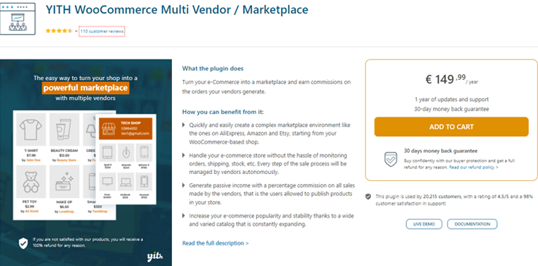 ปลั๊กอิน YITH Multivendor WooCommerce Marketplace