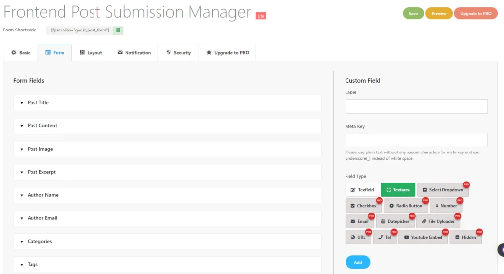 Configuración del formulario: publicación de invitados anónimos