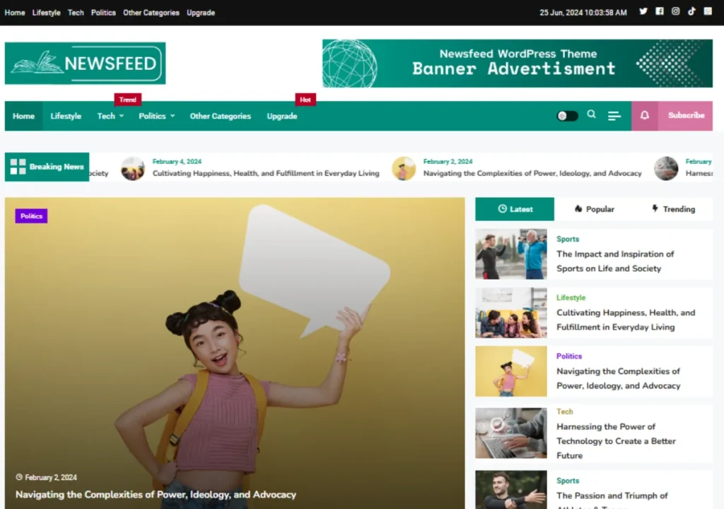 ธีม WordPress พรีเมี่ยม: NewsFeed