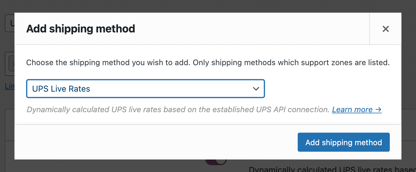 Versandart UPS Live Rates