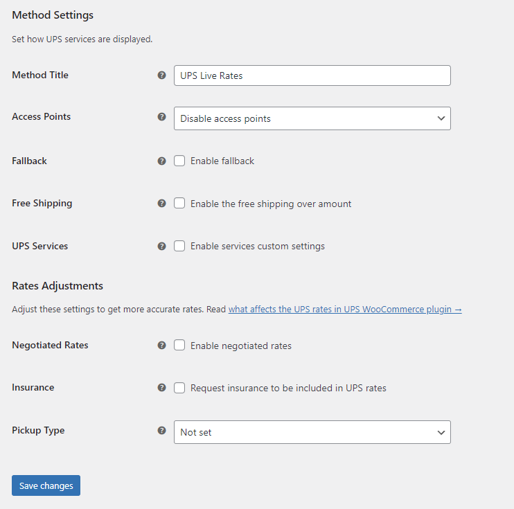 Konfiguration der UPS Live Rates-Versandmethode