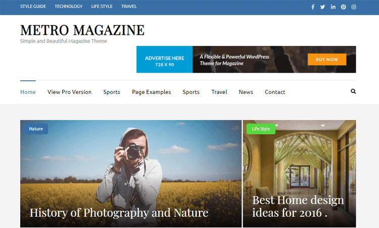 ธีม WordPress ของนิตยสาร Metro สำหรับนิตยสารข่าว