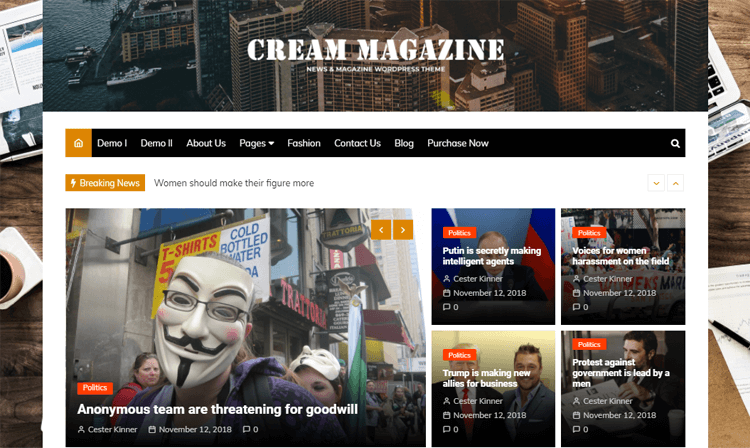 Cream Magazine en iyi çevrimiçi dergi şablonları