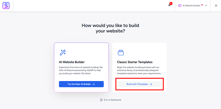 Cliquez sur l'option Construire avec des modèles