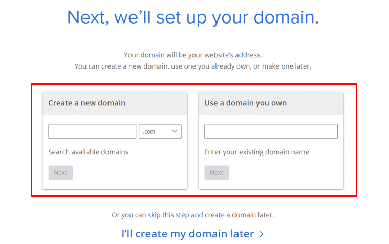 Crea o utilizza un dominio esistente