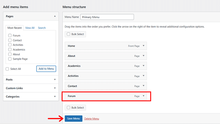 Fare clic sull'opzione di menu Salva