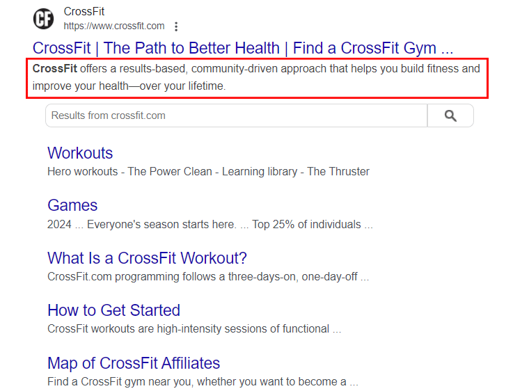 Meta descripción de CrossFit