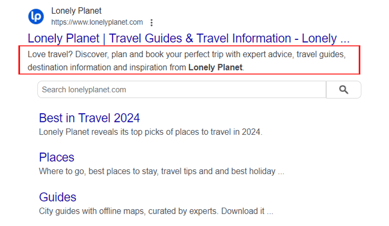 Мета-описание Lonely Planet