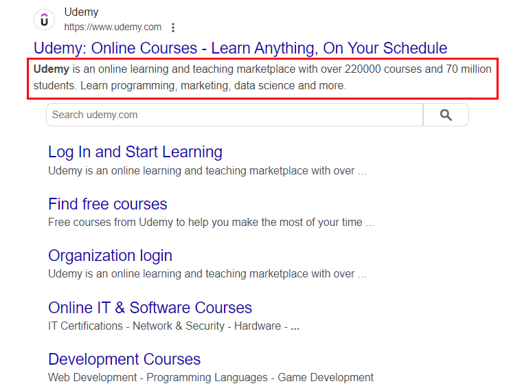 Meta Descriere Udemy