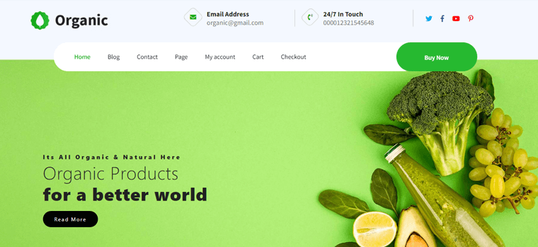 Tema de WordPress de naturaleza de bloques verdes orgánicos