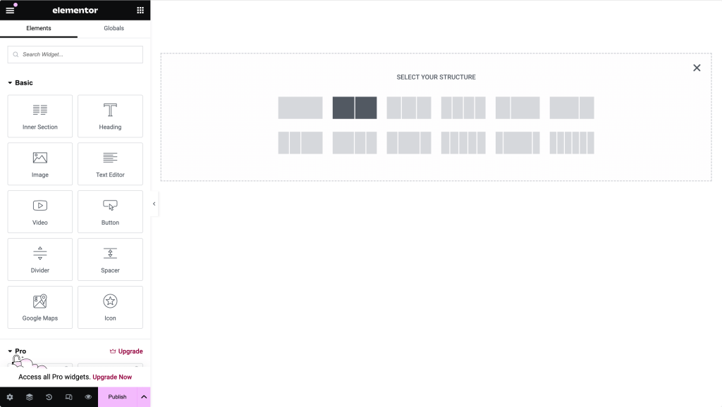 layout de duas seções