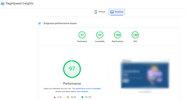 Rendimiento del sitio web alojado en Hostinger