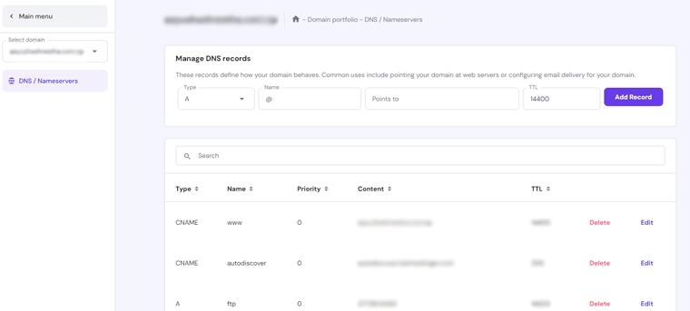 Управление DNS-записью в Hostinger