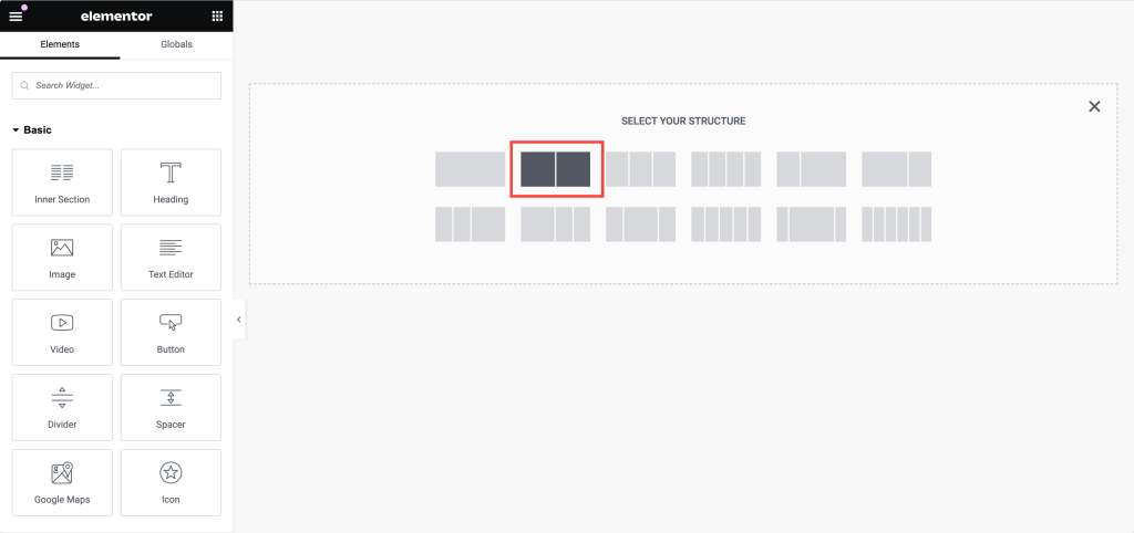 Wählen Sie ein 2-Spalten-Layout