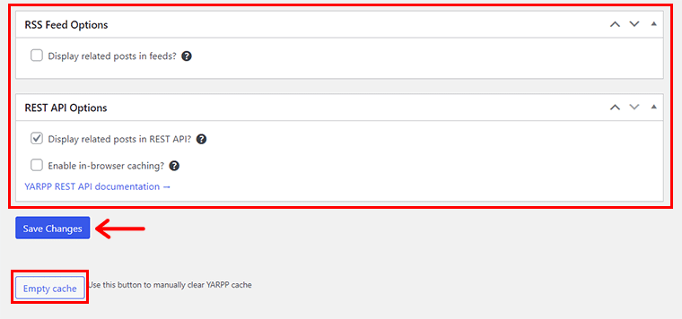 Configura altre impostazioni e svuota la cache e fai clic su Salva modifiche