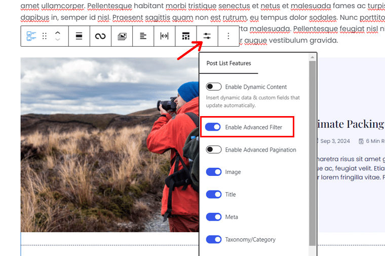 Klik pada Ikon Filter dan Aktifkan Filter Lanjutan