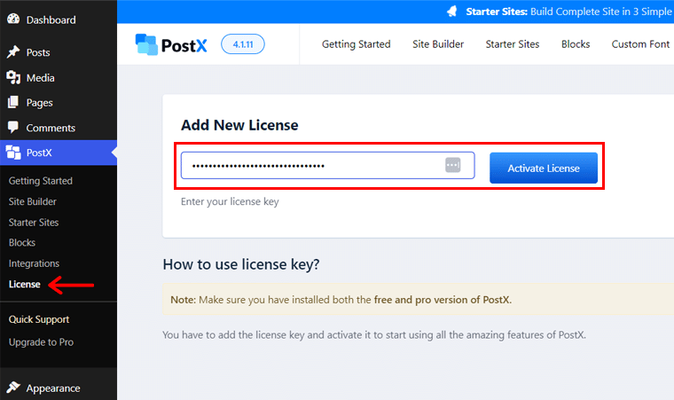 قم بتنشيط ترخيص PostX