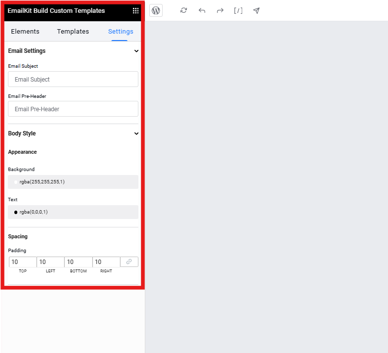 Diseño de la plantilla de correo electrónico con la configuración