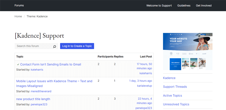 Kadence-Supportforum