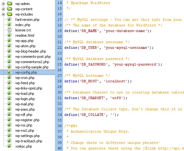 Écrans de configuration Wp