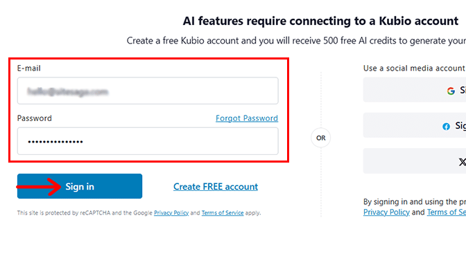 Ajoutez vos informations de connexion et cliquez sur Connexion